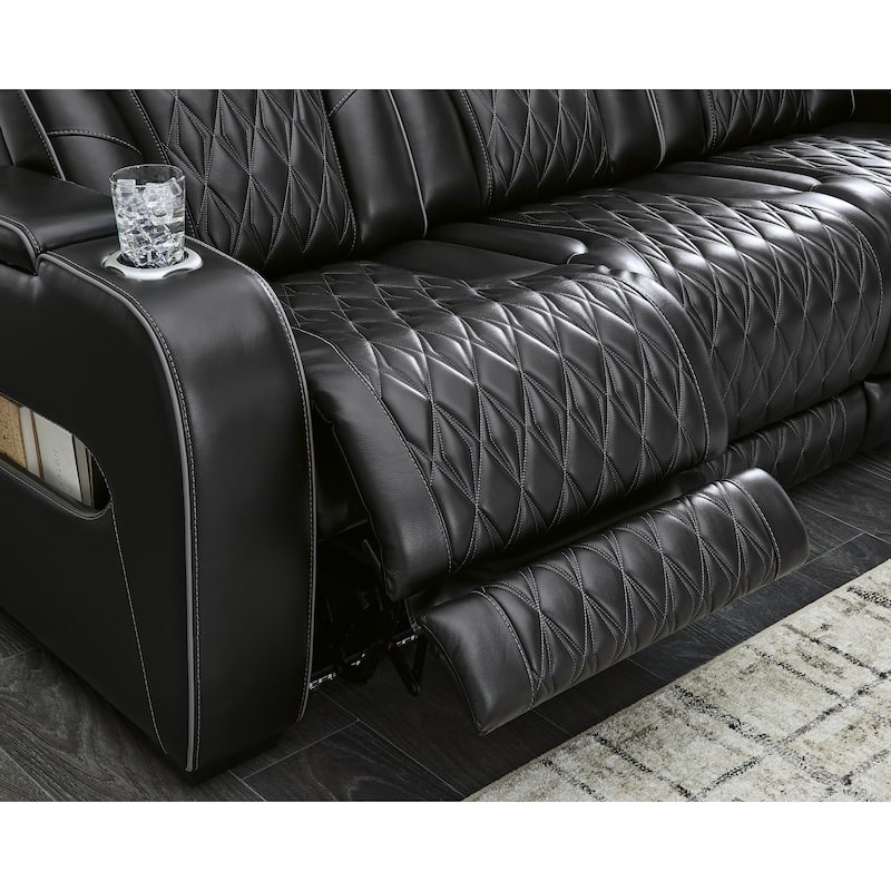 Signature Design by Ashley Boyington Black Power Reclining Loveseat with Console - 75"W x 40"D x 44.5"H