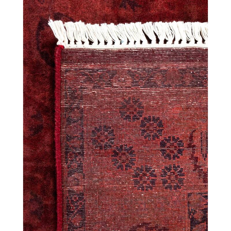 Overton Hand Knotted Wool Vintage Inspired Modern Contemporary Overdyed Red Runner Rug - 3' 2" x 8' 7"