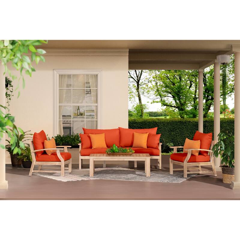 Kooper 4 Piece Sunbrella Outdoor Patio Sofa & Club Chair Set