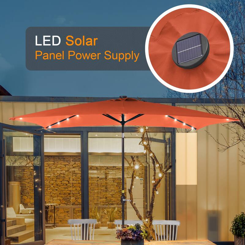 LIVOOSUN 6x9Ft LED Patio Umbrella Weather Resistant Table Umbrella