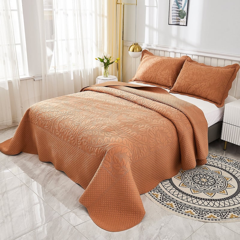 MarCielo 3 Piece Cotton Oversized Bedspread Quilt Set Tmonica