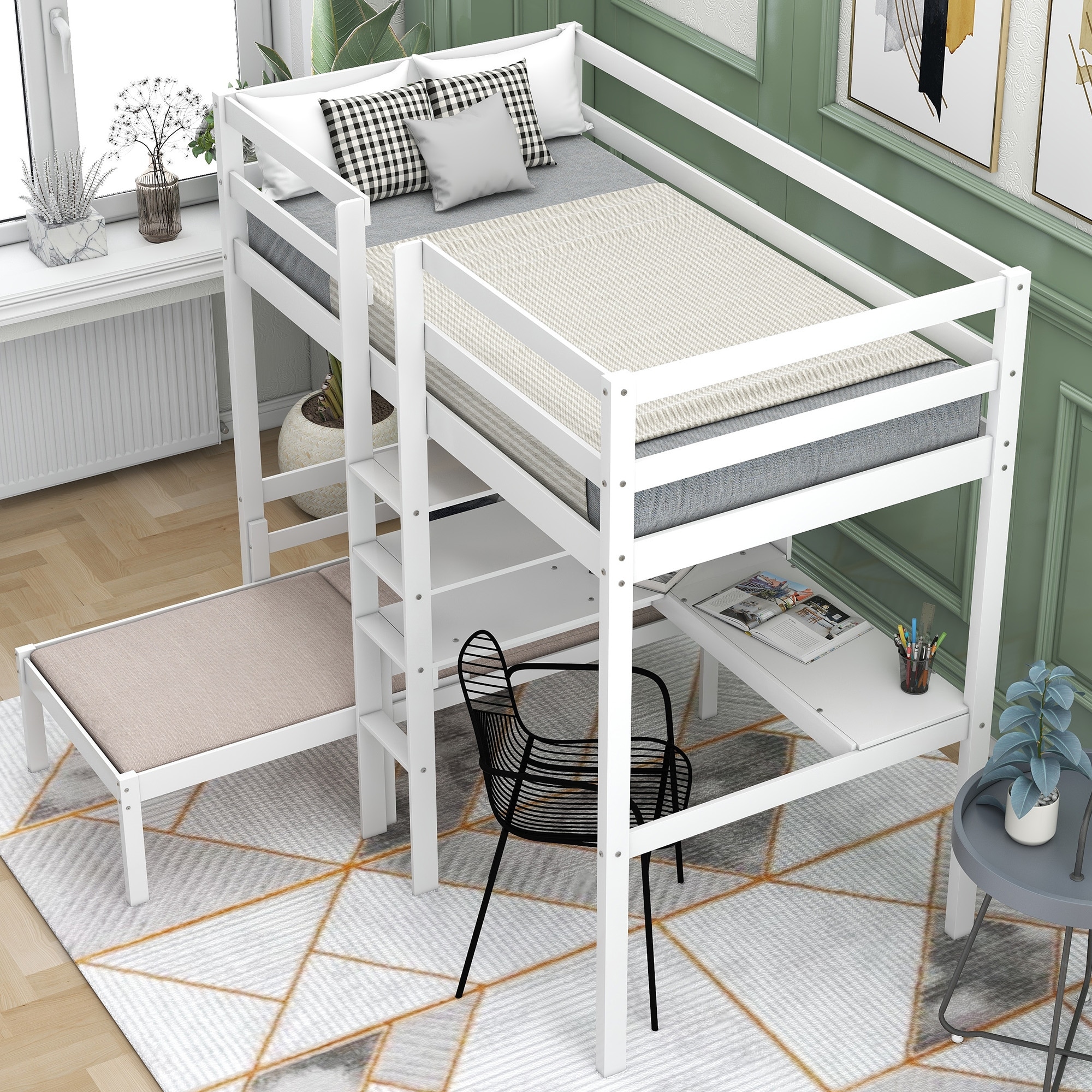 L shaped loft bed with desk sale