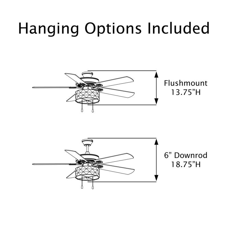 Ember River of Goods 5-blade 52-inch Tiffany-style Indoor Stained Glass Ceiling Fan with Drum Shade and Remote Control