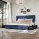 preview thumbnail 16 of 31, Bed Frame with 4 Storage Drawers, Linen Upholstered Platform Bed Frame with Adjustable Headboard