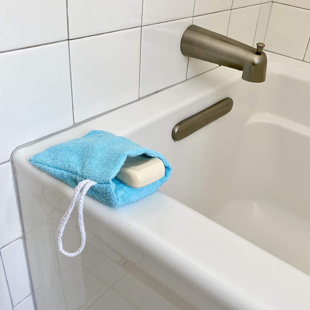 Evelots Terry Cloth Soap Saver/Holder/Pocket-With Rope-Bathroom Shower-Set of 2 