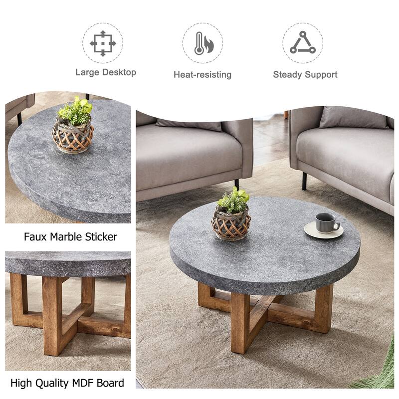 Modern Gray Texture MDF Round Coffee Table