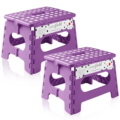 9in Folding Step Stool w Handle Set of 2 for AdultsKids Purple - 2 Pack - 9"
