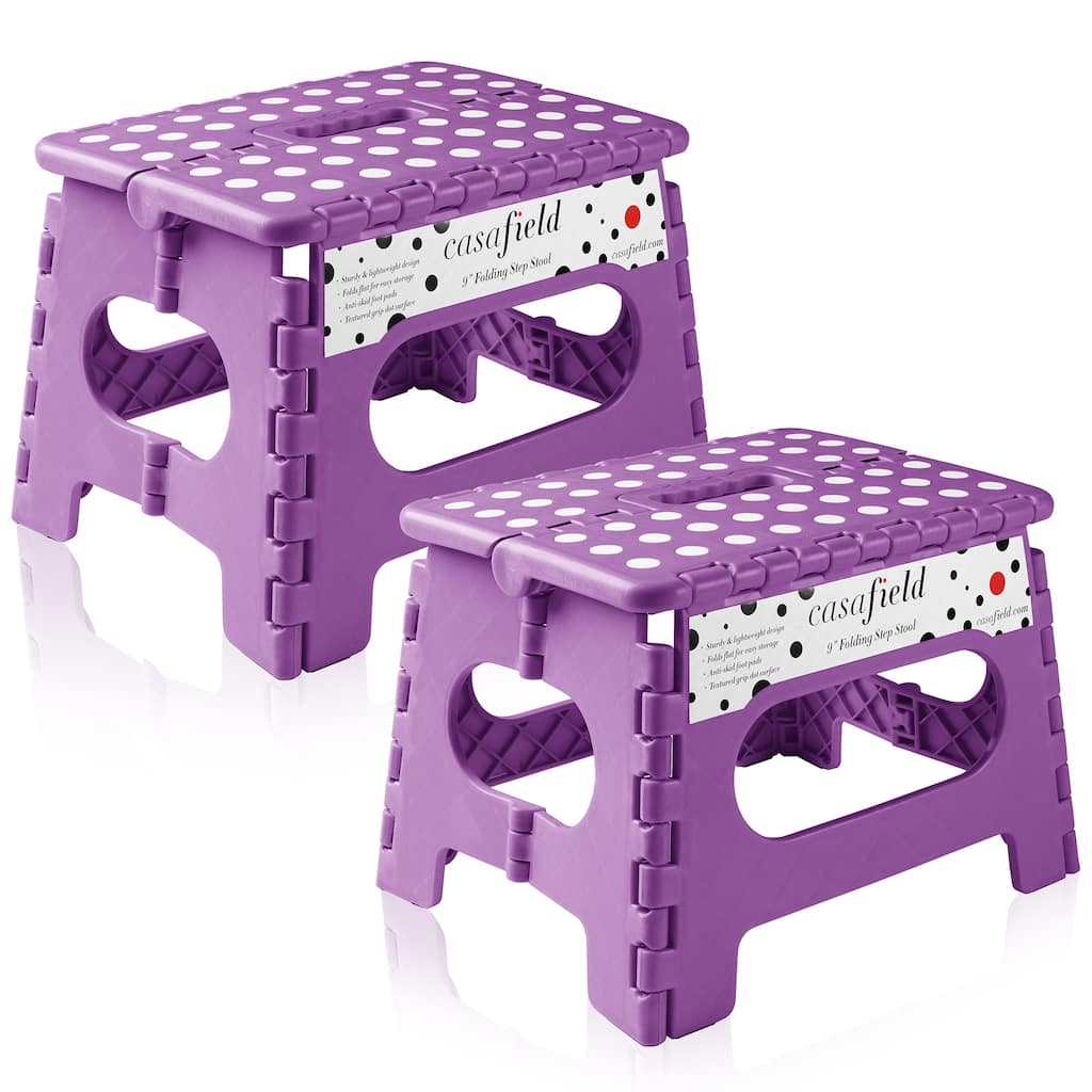 9in Folding Step Stool w Handle Set of 2 for AdultsKids Purple - 2 Pack - 9"
