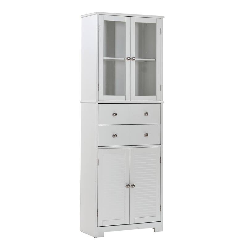 67" Tall Kitchen Pantry Cabinet with Doors, Adjustable Shelves & Large Drawer – Freestanding Storage for Kitchen, Bathroom
