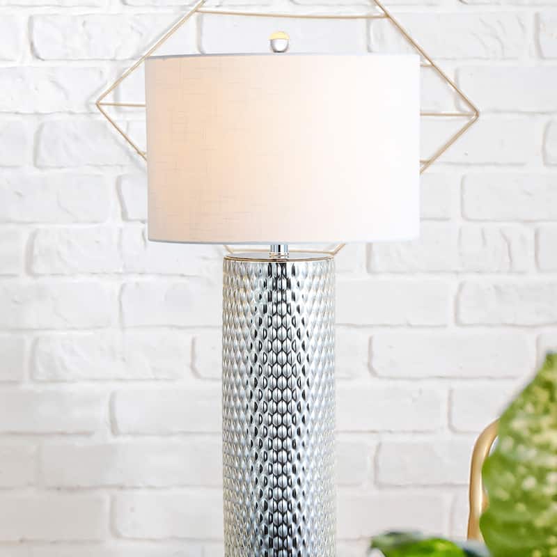 Hughes 30" Glass LED Table Lamp, Silver by JONATHAN Y