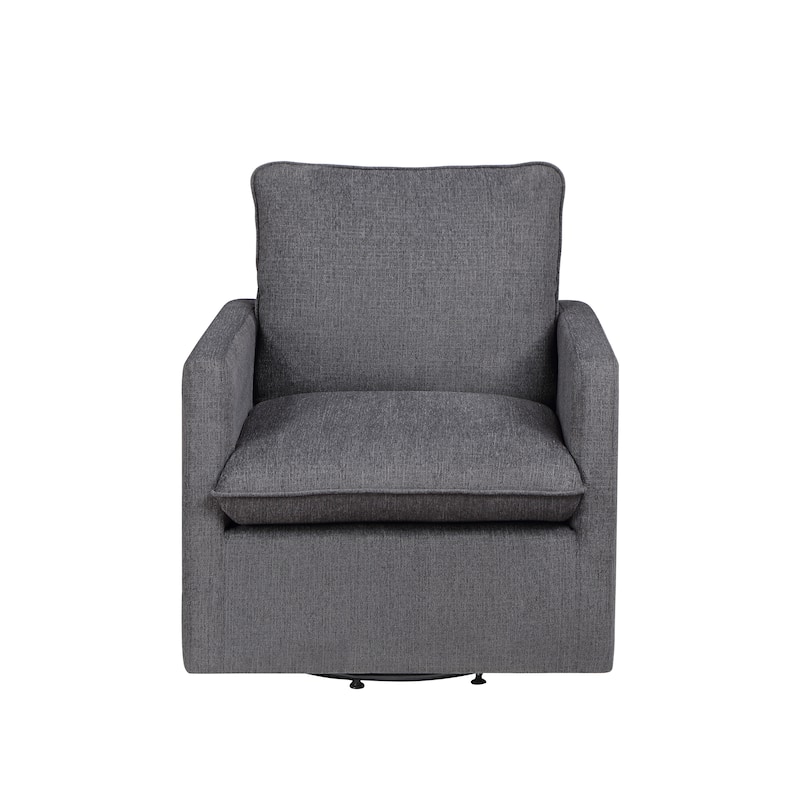 Kamile Transitional Linen Cushion Back Swivel Armchair by Furniture of America