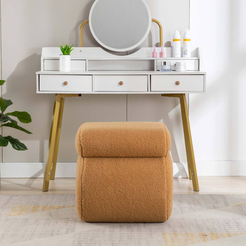 S-shape Ottoman Makeup Stool Footstool （Teddy/Velvet）