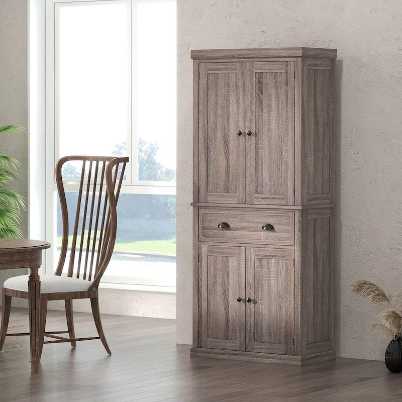 72" Freestanding Kitchen Pantry Cabinet, Tall Storage Cabinet with 2 Door Cupboards, 2 Drawers and Adjustable Shelves