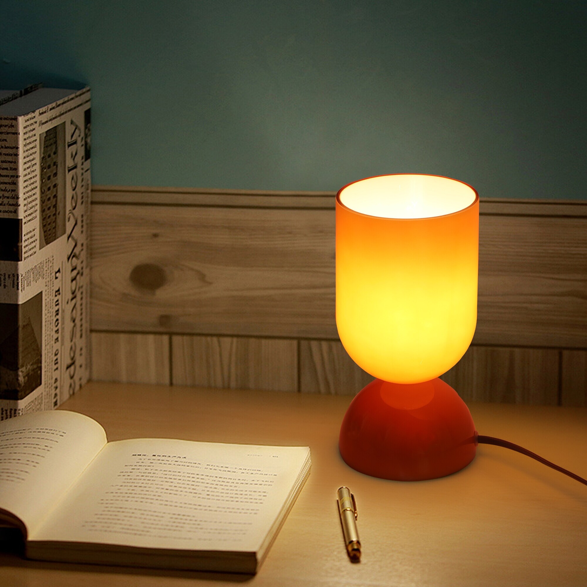 9 in. Modern Orange Glass Small Table Lamp with E12 Base Bulb not included for Living Room Bedside Hallway Kid Room 9 On Sale Bed Bath Beyond 42372865
