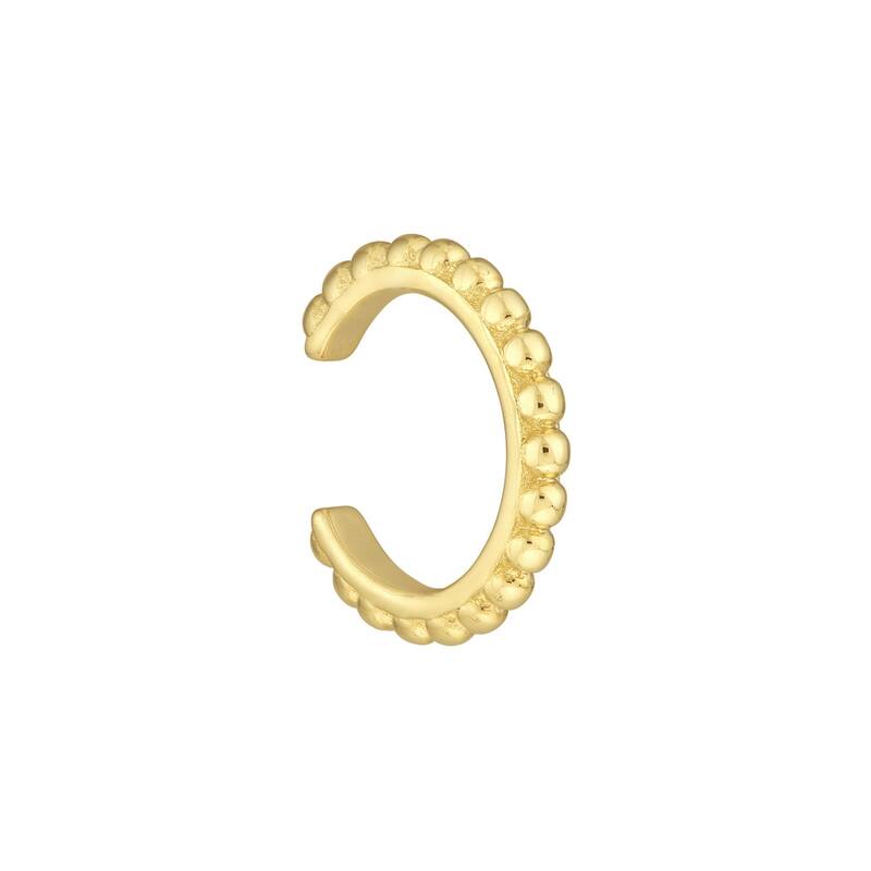Curata 14k Yellow Gold Bead Design Cuff Earrings