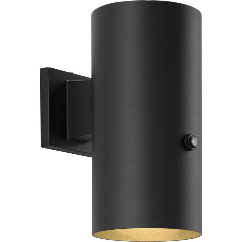 Cylinder Collection 1-Light Black 6-Inch Modern Outdoor Large Wall Lantern Light - 6 in x 8.94 in x 12 in