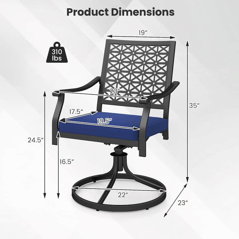 Costway 2 PCS Outdoor Swivel Chairs Patio Dining Chairs with Padded - See Details