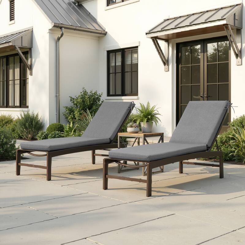 Outdoor Patio Chaise Lounge Chair Cushion - 80 inches - 2PC - Light Grey