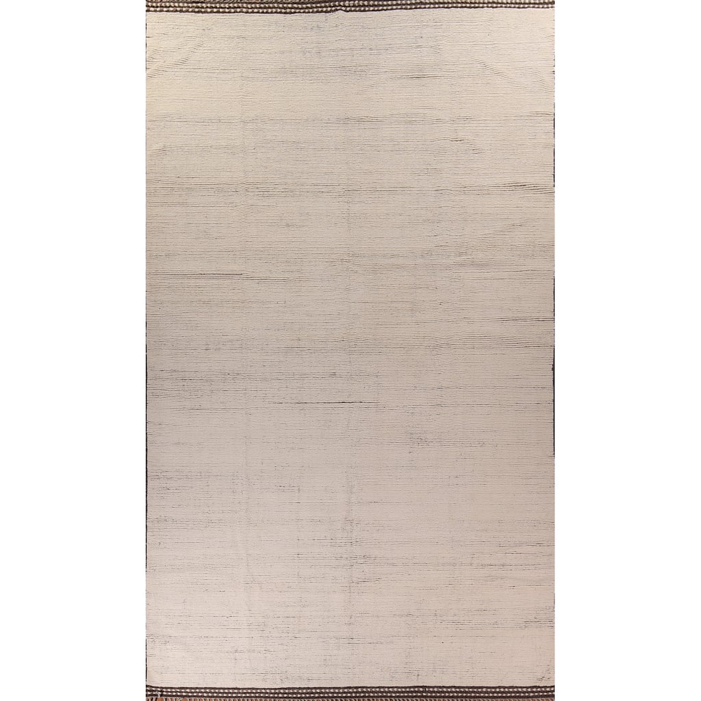 Ivory Moroccan Oriental Large Area Rug Hand-Knotted Wool Carpet - 12'0"x 18'7"