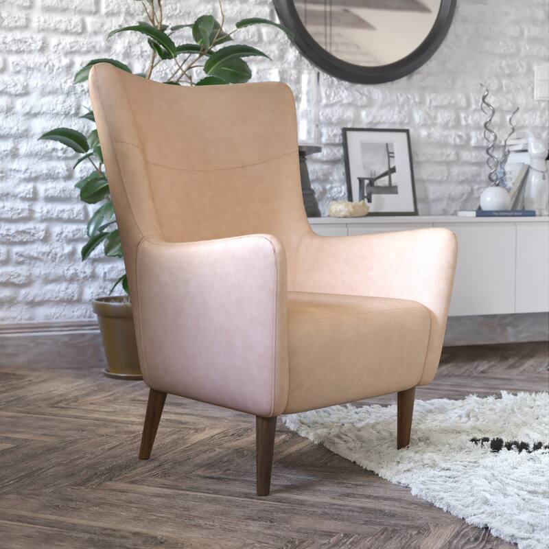 Commercial Upholstered Wingback Accent Chair with Wooden Frame and Legs - 33.25"D x 29.75"W x 41.25"H