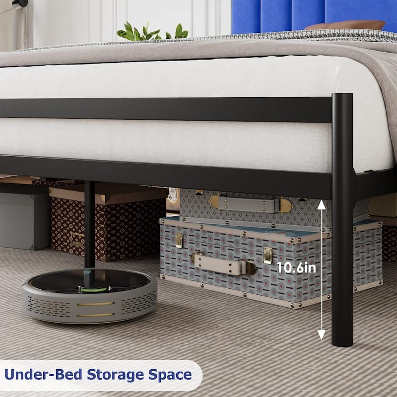 Bed Frame with Velvet Headboard