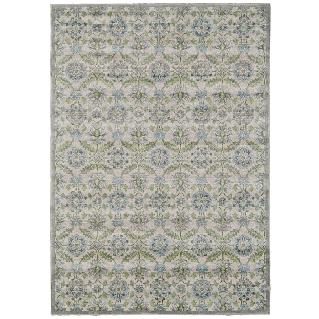 Alessandria Ornamental Floral, Turquoise Blue/Mint, Area Rug