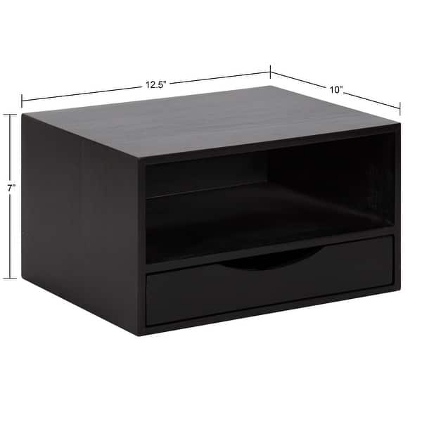 dimension image slide 0 of 5, Kate and Laurel Hutton Floating Wall Shelf with Drawer - 12.5x10x7