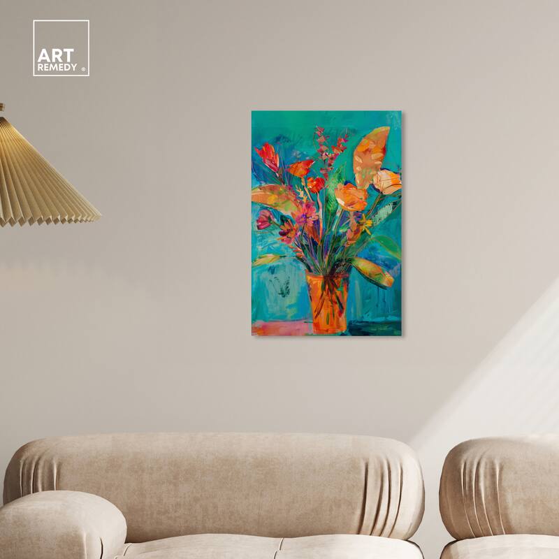 Art Remedy Bold And Bright Flower Vase Gallery Wrapped Flowers In Vase Paintings