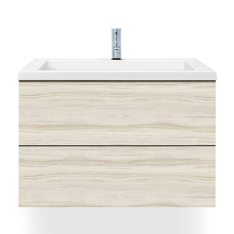 24"/30" Air Wall Mount Floating Bathroom Vanity in Dark Ebony with White Cultured Marble Top