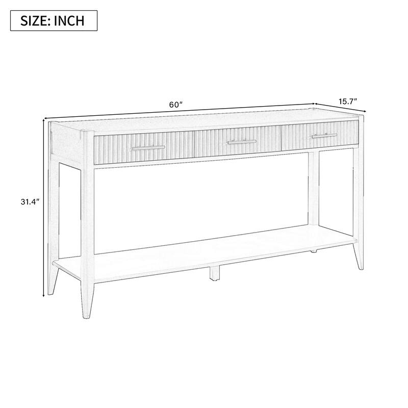 High-Quality Entryway Console Table with Vertical Stripe Drawers, Long Legs
