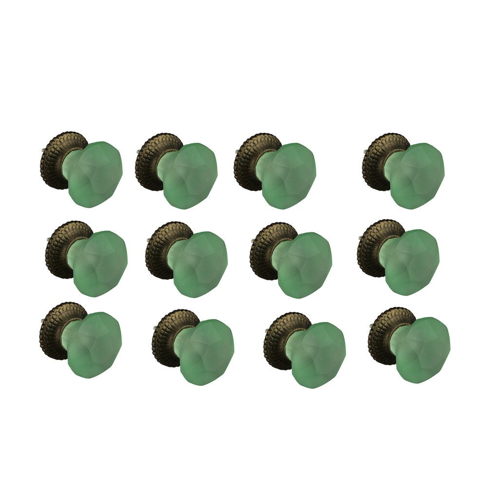 Shop Green Frosted Glass Round Cut Cabinet Knob Or Drawer Pull Set