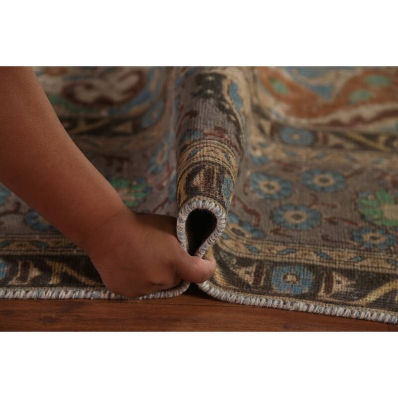 Gray Tabriz Persian Vintage Area Rug Hand-Knotted Wool Carpet - 9'10"x 12'0"