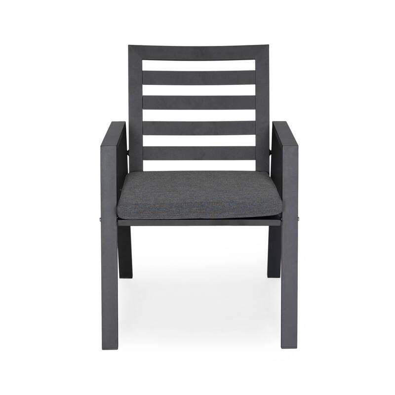 LeisureMod Chelsea Set of 2 Patio Dining Armchair in Aluminum with Cushions for Porch Backyard Pool Garden - 34.84