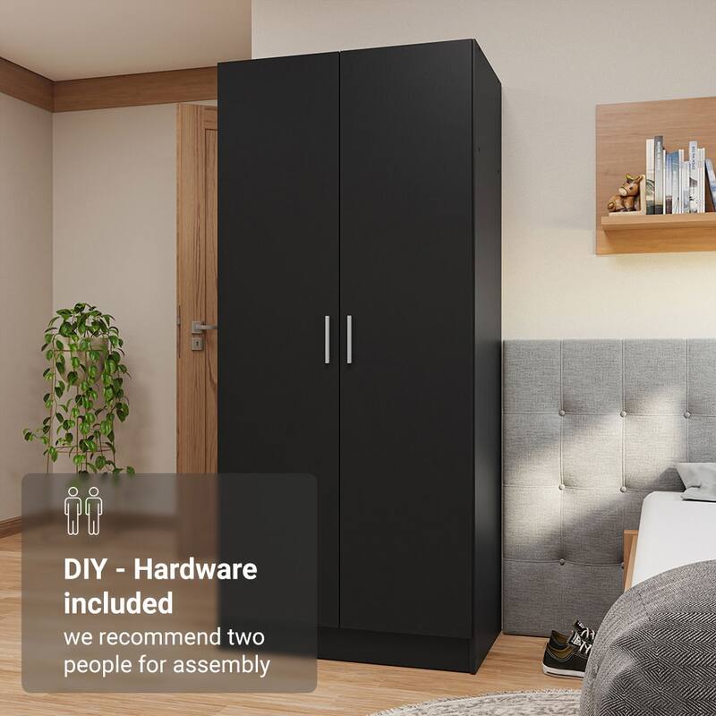 Madesa 2 Door Wardrobe Storage Cabinet with Ample Shelf 31"L