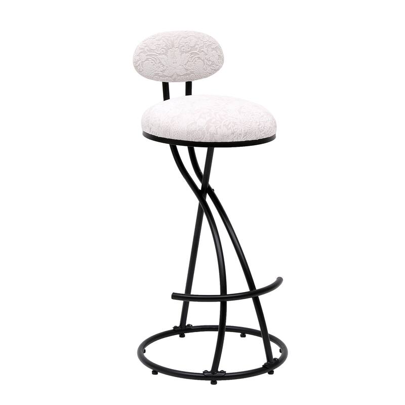 GDFStudio - Lunara Velvet Upholstered Armless Counter Height Bar Stool with Metal S-Shaped Legs and Circular Backrest, Set of 2