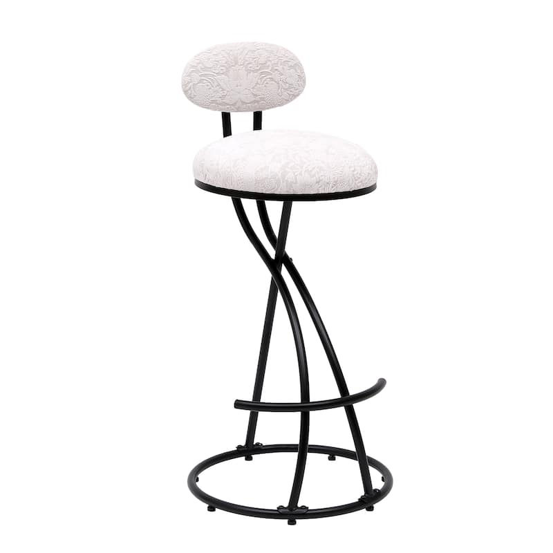 Round Print Bar Stools Set Of 2 Metal Upholstered Chairs