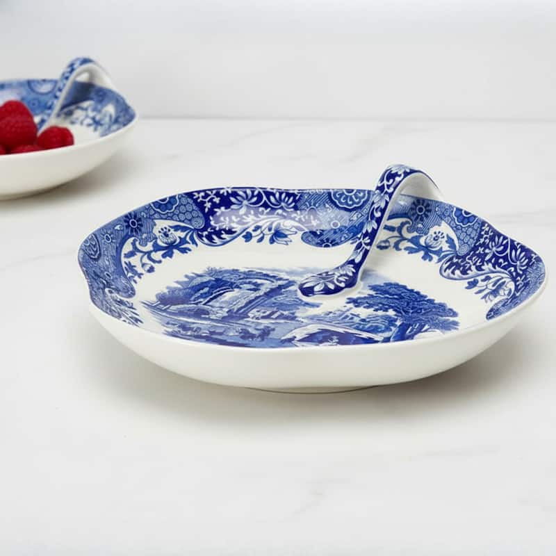 Spode Blue Italian Handled Tray - 8.25" x 7.5"