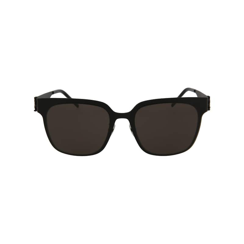 Saint Laurent Square-Frame Metal Sunglasses - Black Black Grey - Black - Grey Lens