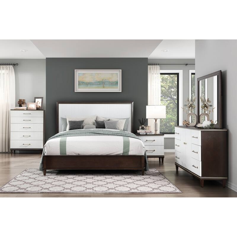 1pc Two Drawers Nightstand 2-Tone Finish