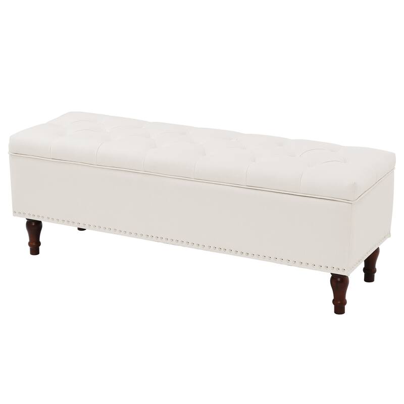 Tufted Upholstered Storage Bench Ottoman with Hidden Storage for Bedroom, or Living Room