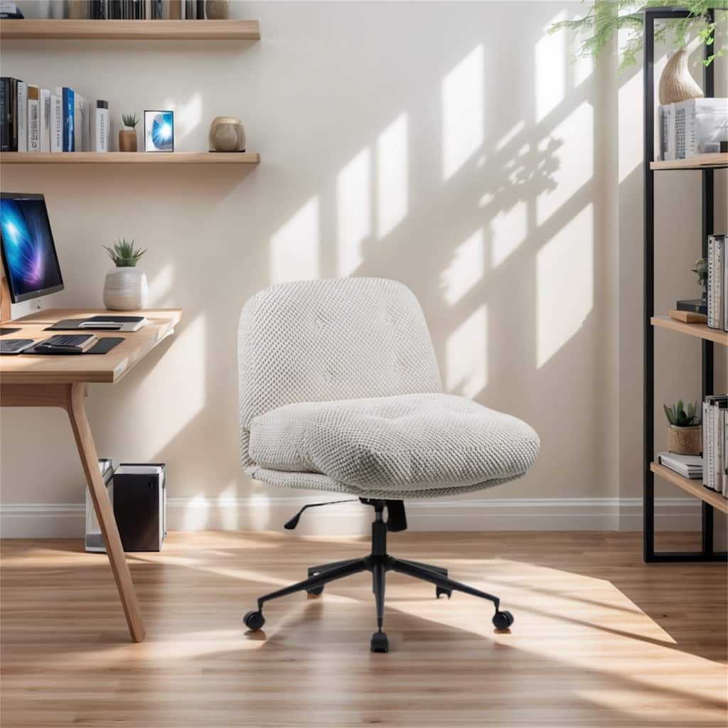 Ergonomic Cross Legged Office Chair on Wheels Adjustable Swivel Wider & Thickened