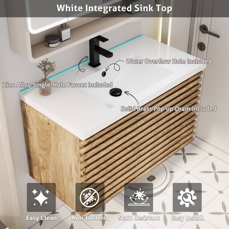 Bathroom Vanity with Drop-In Sink Wall-Mounted Storage Cabinet