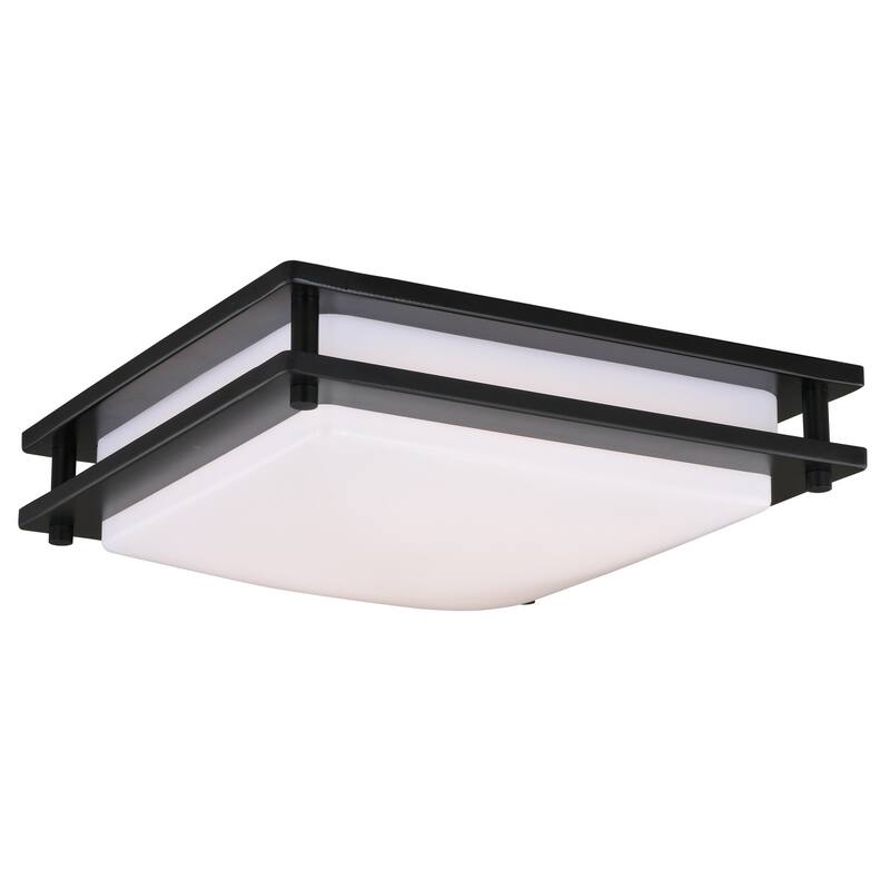 Bronze Flush Mount Ceiling Light - 12 Inch Medieval Style Fixture with White Shade - 3.5