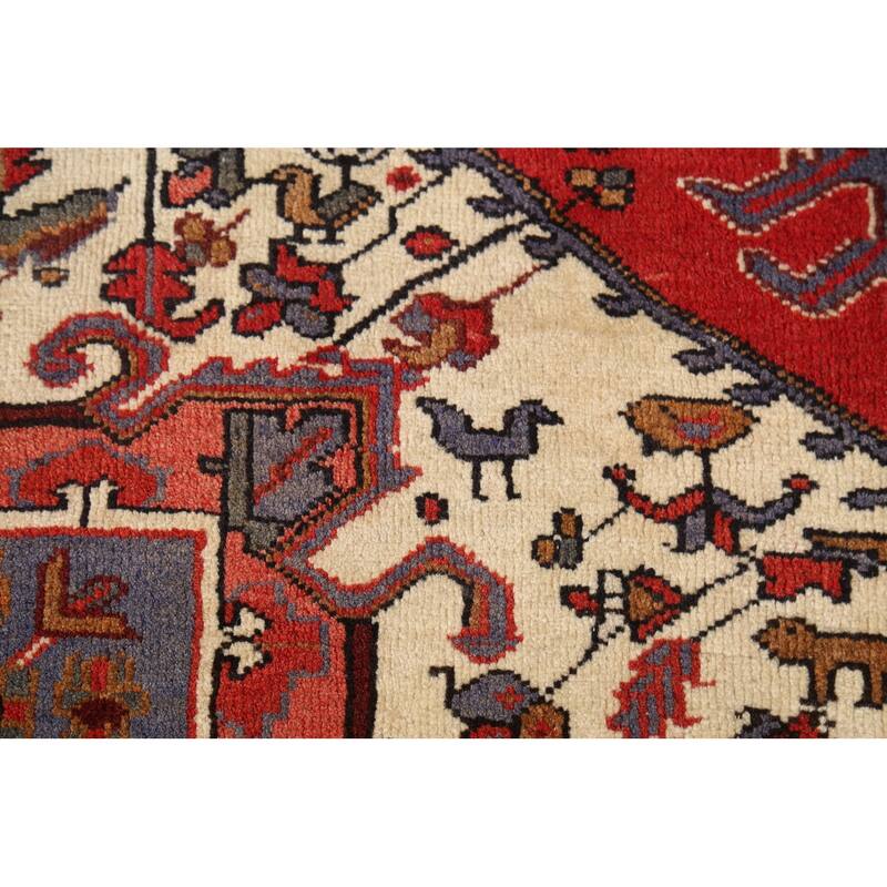 Geometric Heriz Persian Area Rug Handmade Wool Carpet - 5'0"x 6'3"