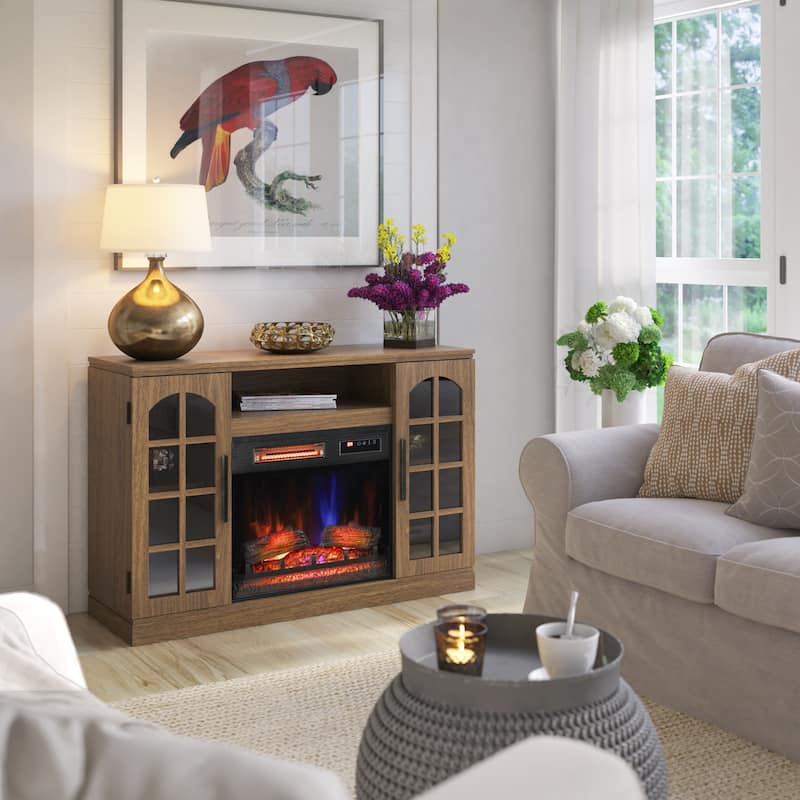 duraflame® Electric Fireplace TV Stand for 55 Inch TVs, Natural Walnut