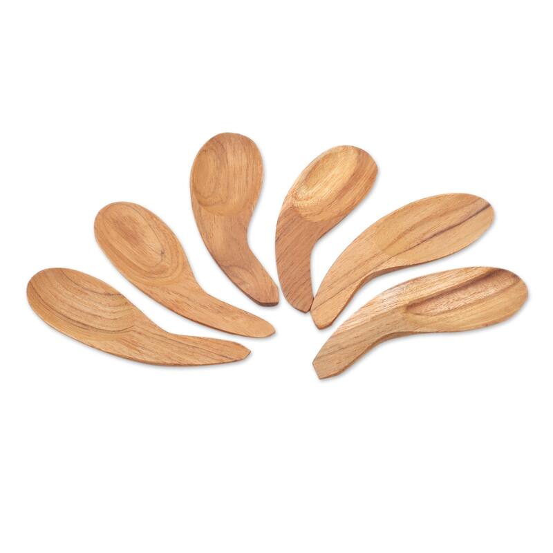 Novica Handmade Stylish Meal Teak Wood Spoons (Set Of 6)