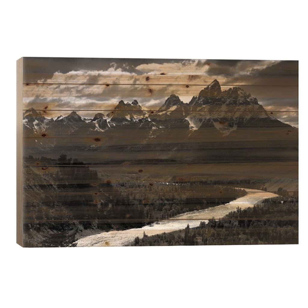 Grand Teton II Print On Wood by Ansel Adams - Multi-Color