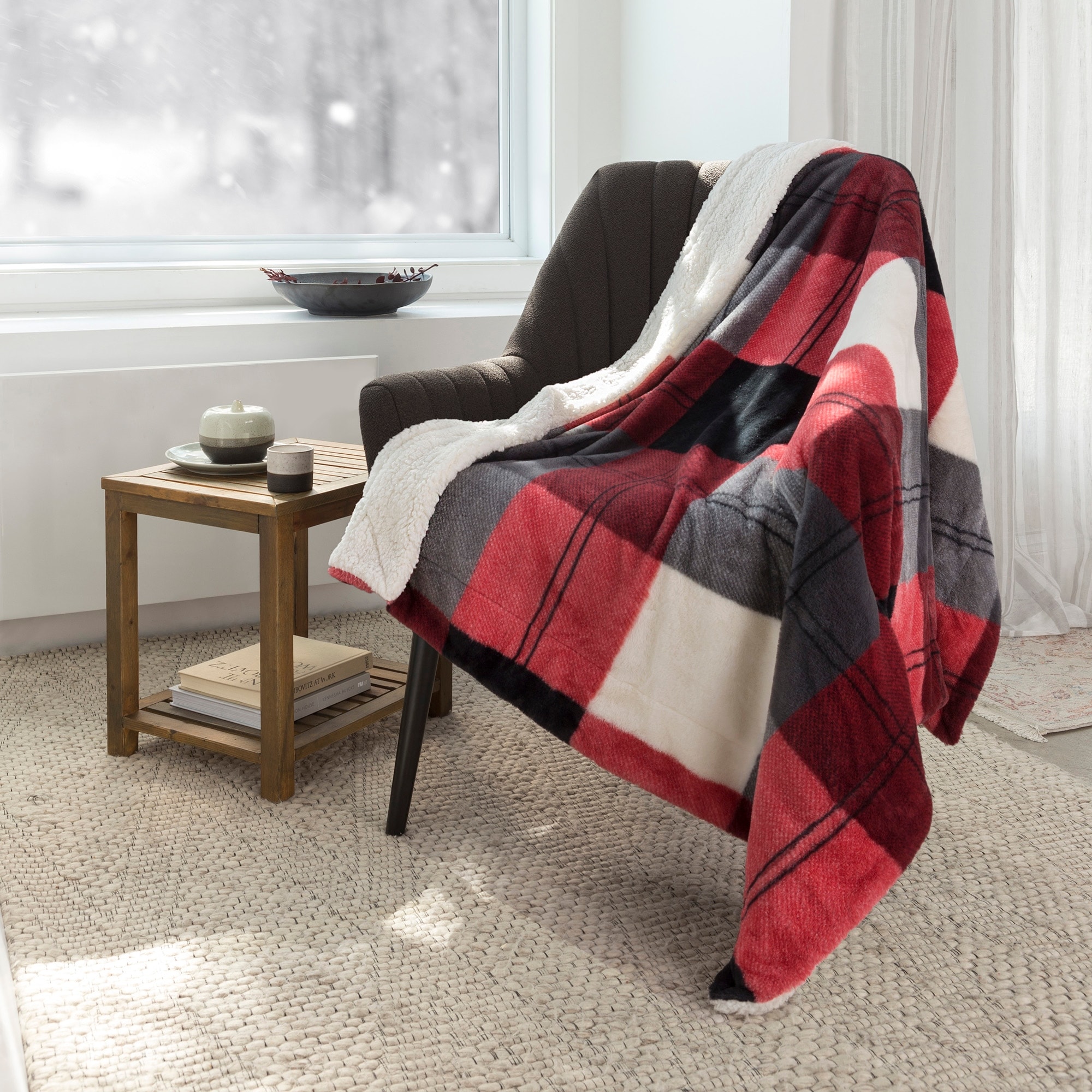 Reversible throw online blanket