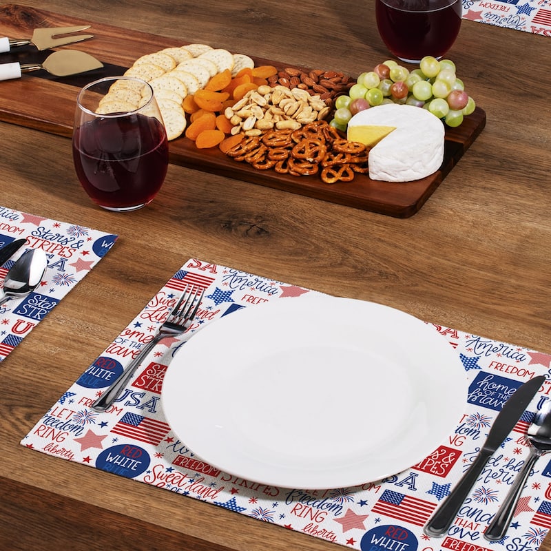 Home of the Brave 4-Pack Poly-Cotton Blend Placemats Manufactured in The USA Machine Washable Dryer Safe