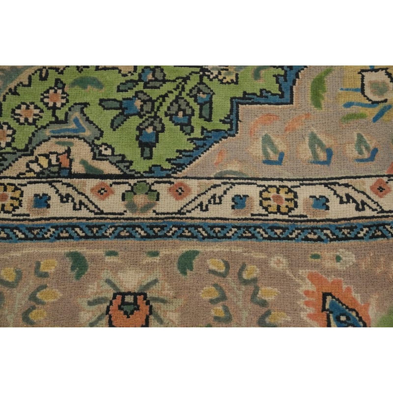 Hand Knotted Oriental 100% Wool Carpet Traditional Floral Oranges & Rust Tabriz Area Rug - 12' 7'' X 9' 10''